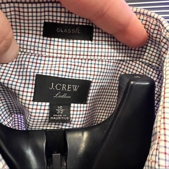 J.CREW Mens Dress Shirt Button Up Red White Blue Plaid Print Size Large 16 - 32 - Picture 4 of 6